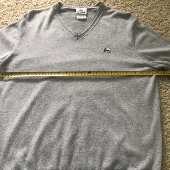 Men’s Lacoste Gray V Neck Sweater 5 - Picture 4 of 7